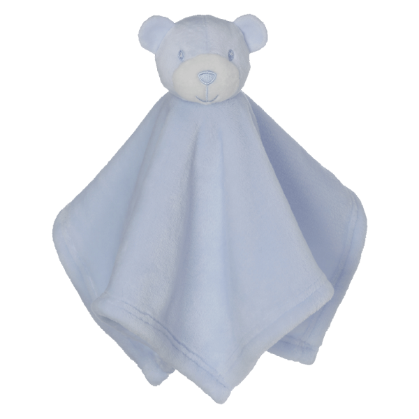 Weiches Schmusetuch - Blauer Teddybär mit Bestickung nach Wunsch